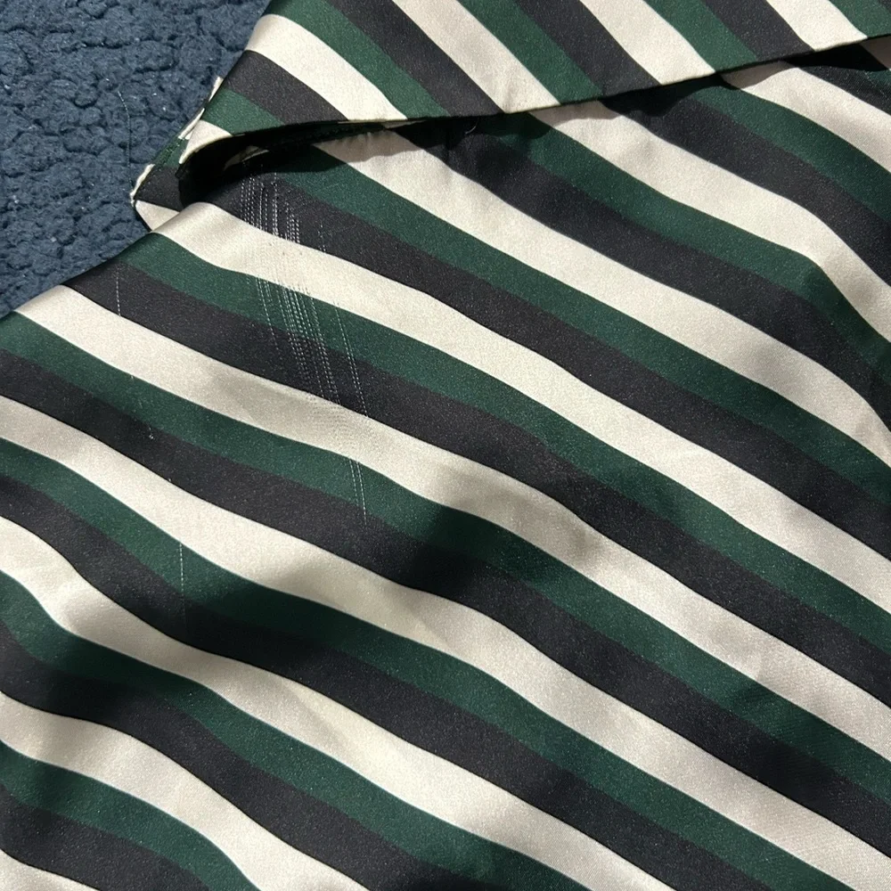 Zara Basics Blouse/dress. Vertical stripes color green navy blue/black and Beige - Picture 8 of 8